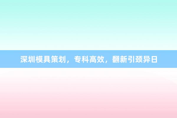 深圳模具策划，专科高效，翻新引颈异日